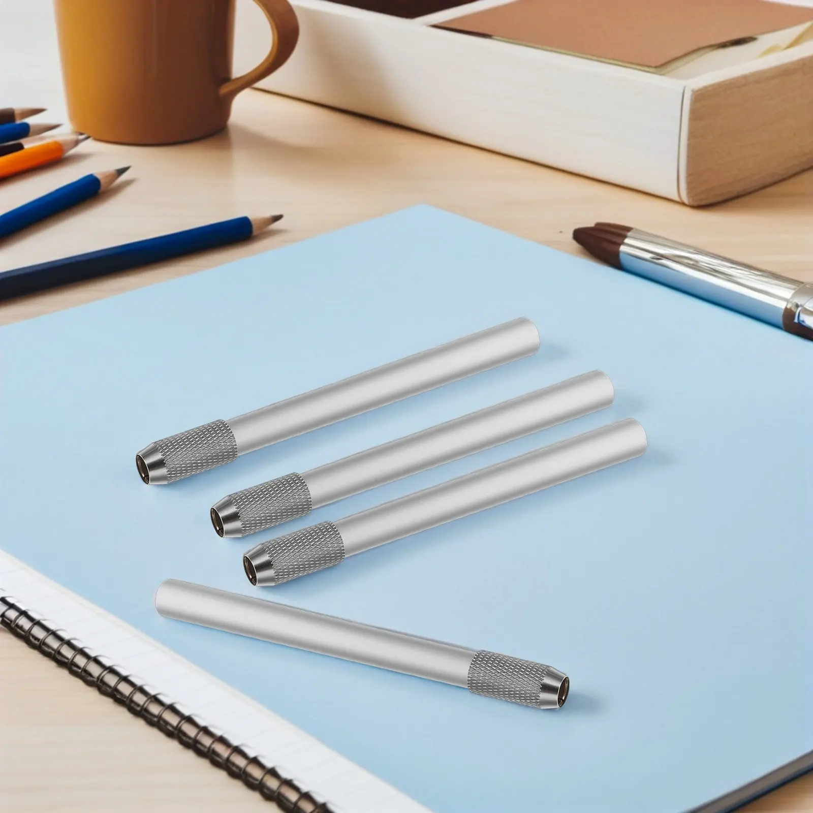 8Pcs Metal Pencil Extender for Colored Pencils Reusable Pencil Lengthen Tool Artist Sketch Pen Holder Extender for Short Pencils