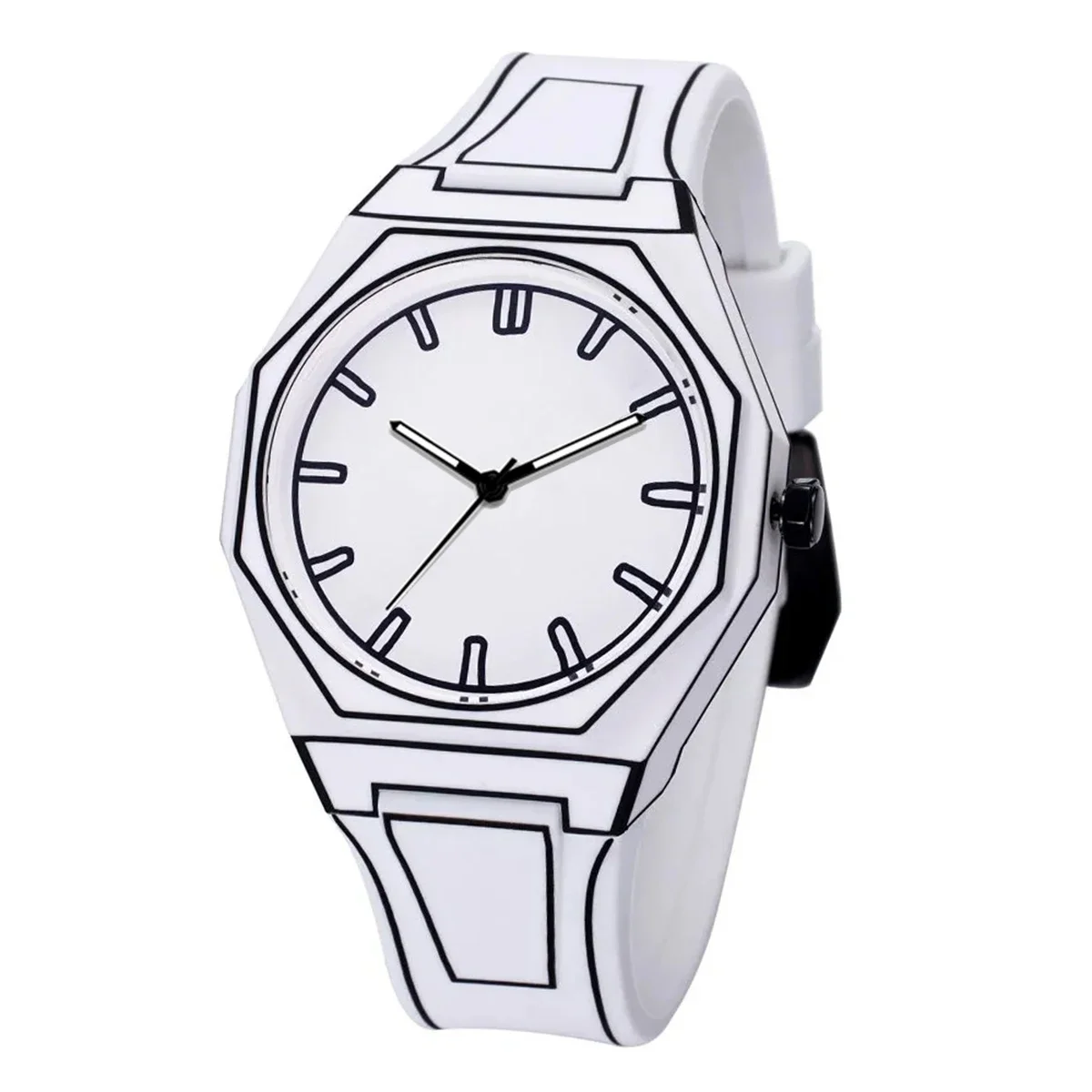 ساعة كوارتز بتصميم كوميدي جديد من السيليكون، خطوط أنيمي كلاسيكية للرجال، حزام ساعة رياضية للرجال ** #4