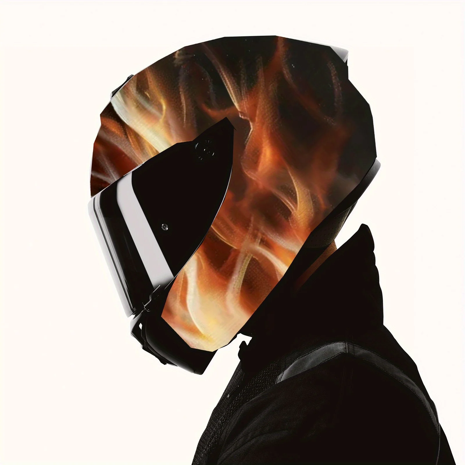 ملصق رسم خوذة اللهب المحترق - رقعة PVC مقاومة للماء والخدش لخوذة سباق الدراجات النارية، جمالية فنية #4