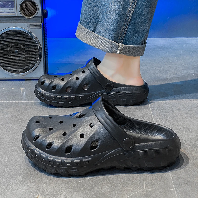 

Men Thick Sole Closed Toe Sandals Summer New Style Anti Slip Beach Slides Outdoor Casual Shower Walking Slippers For Male