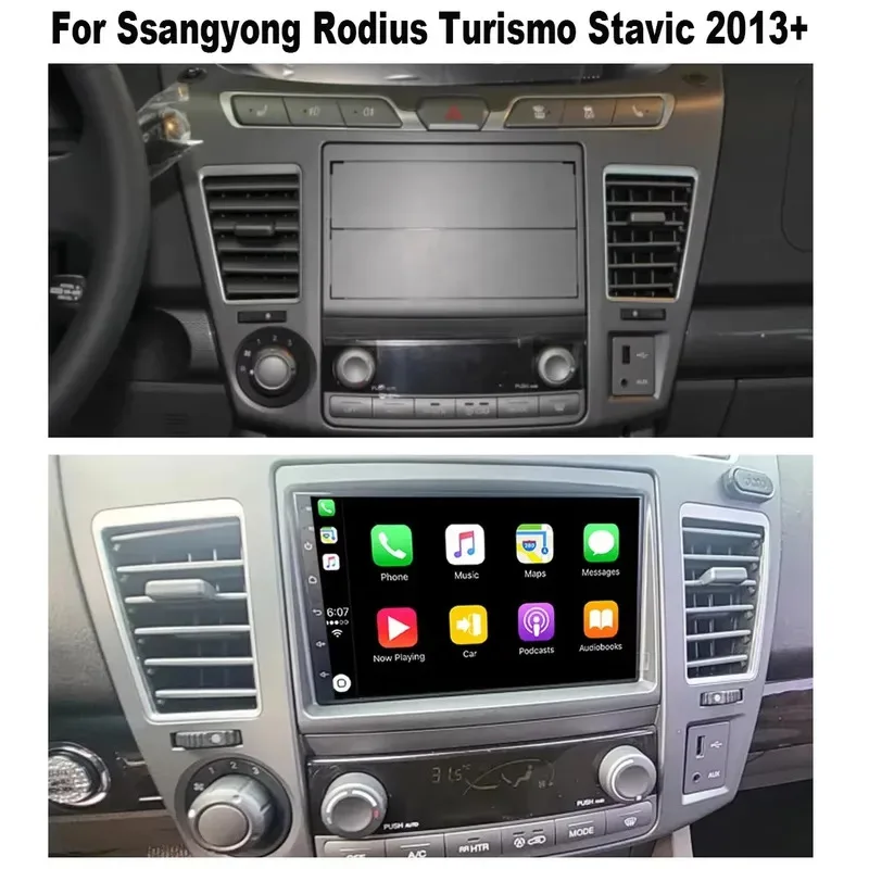 لسانج يونج روديوس توريزمو ستافيك 2013 + راديو Carplay سيارة مشغل وسائط متعددة نظام ذكي أندرويد 14 الملاحة التلقائية لتحديد المواقع