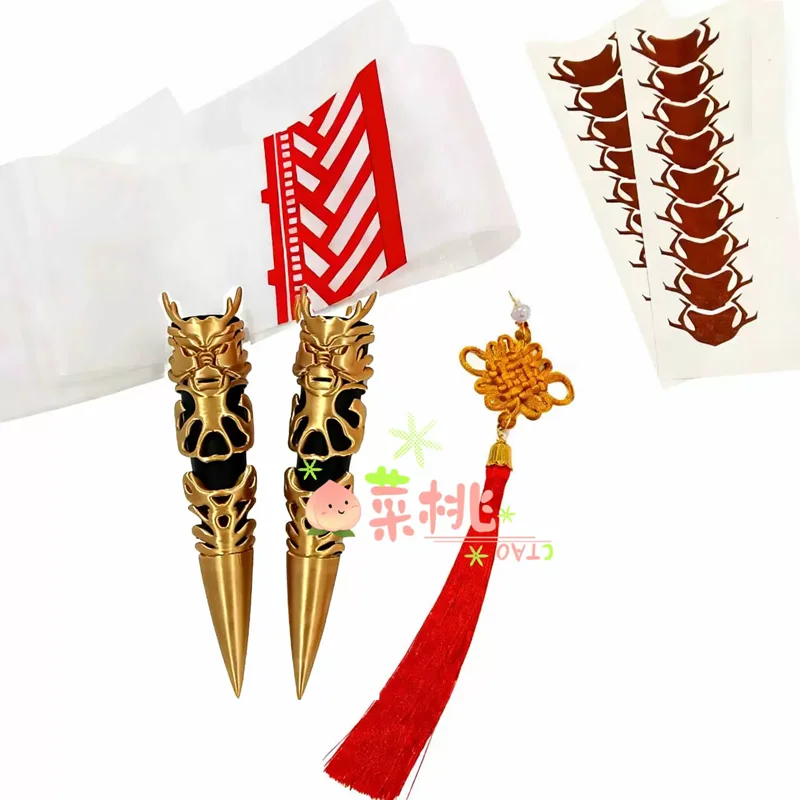Anime Record Of Ragnarok Qin Shi Huang Cosplay Claw Finger Cover Set Dragon Claw Tattoo Eyepatch Earrings Halloween Accessory