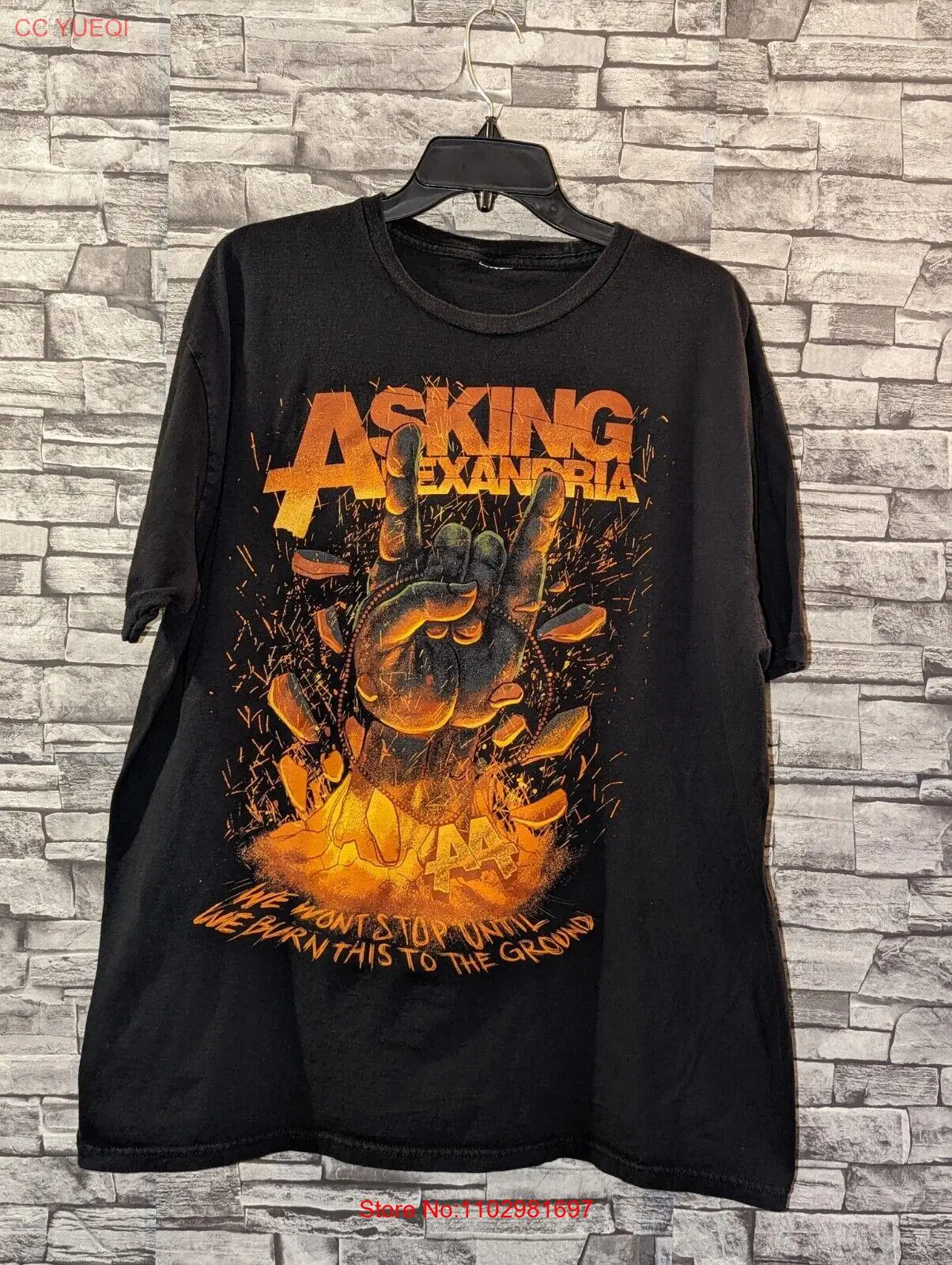 Asking Alexandria AA Horns Up Graphic Black T-Shirt Mens Sz XL