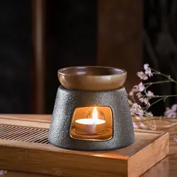 Tea Warmer with Candle Household Retro Tea Set Ceramic Warmer Stand Tea Heater