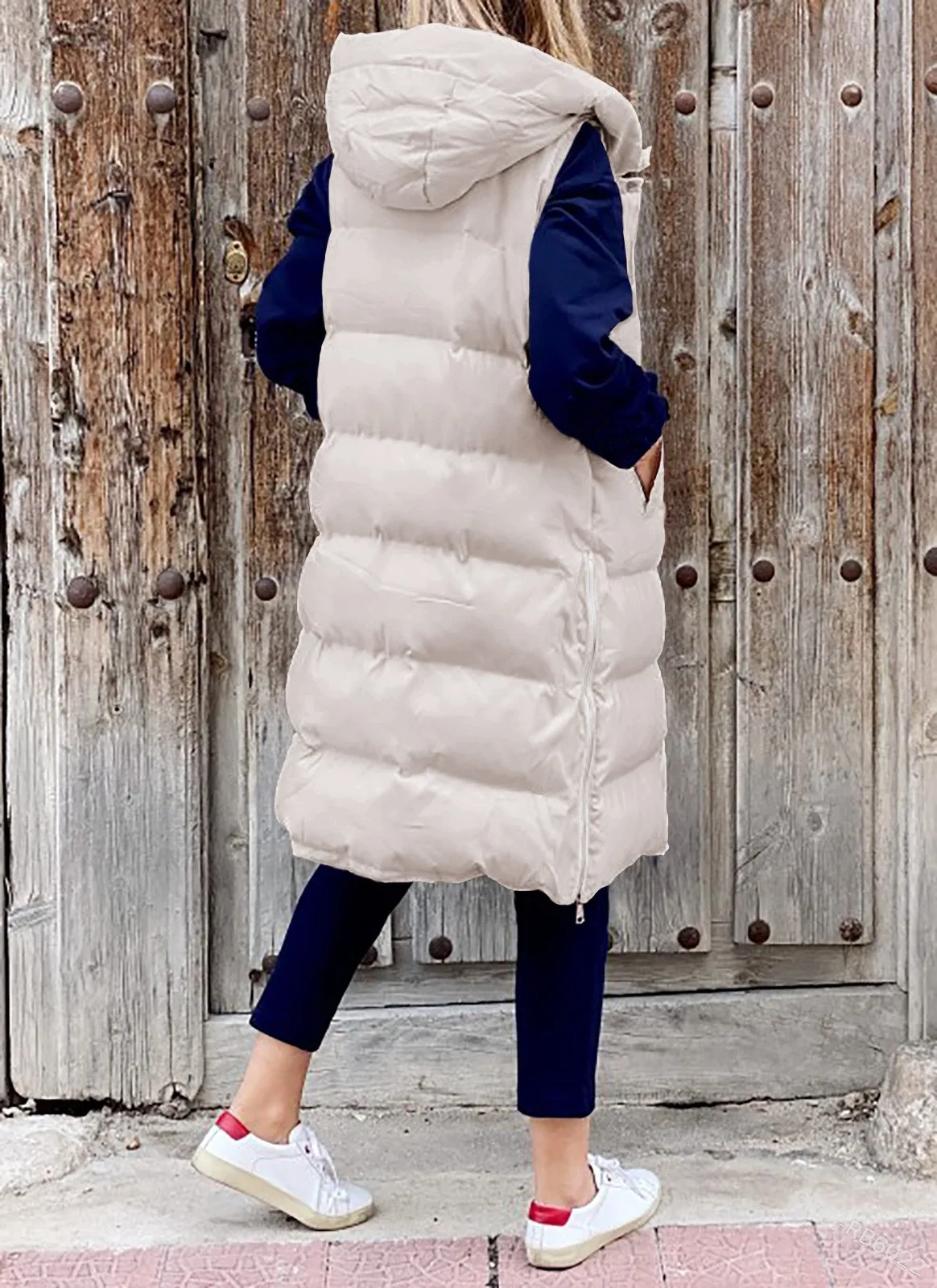 Women\'s Long Coat Vest With Hood Autumn Winter Sleeveless Warm Cotton Down Coat Waistcoat Quilted Vest Down Jacket Outwear 5XL