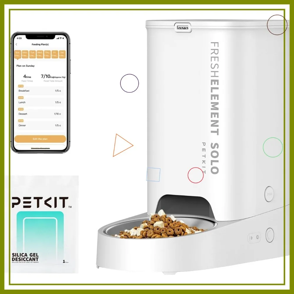 

Automatic Cat Dog Feeder, 2.4G WiFi App Control, Triple Fresh-Lock, Up to 10 Meals/Day, Food Shortage Alert, 3L Capacity