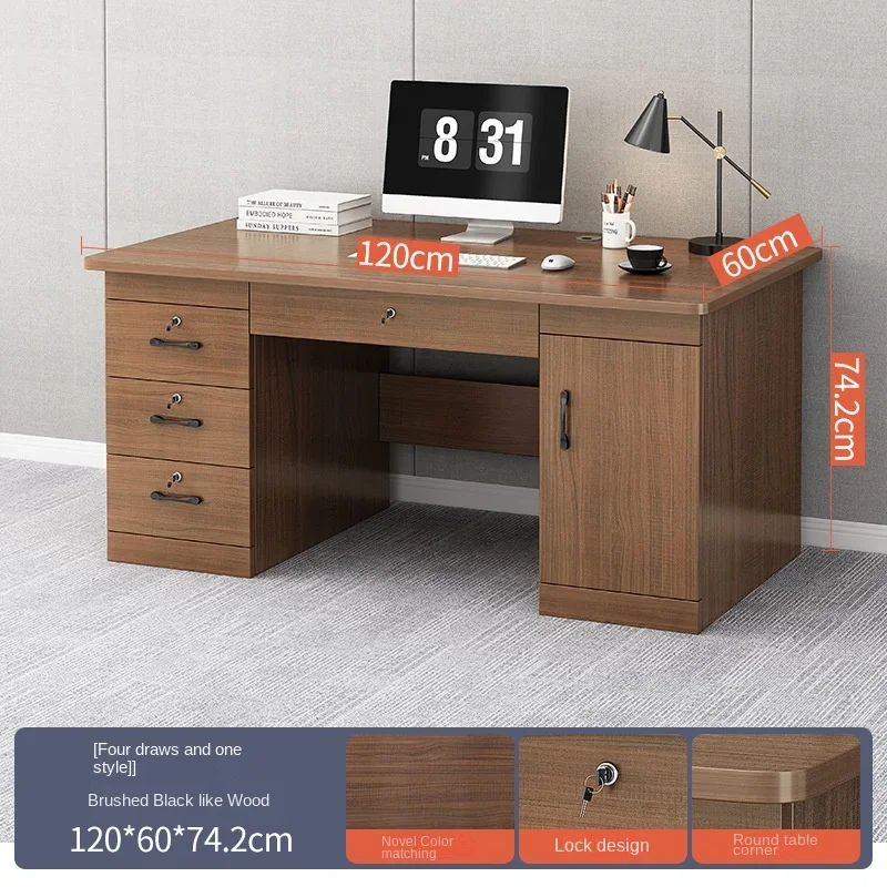 Locked Desk Home Computer Desktop Simple Desk Workbench Desk Staff Desk and Chair Combination