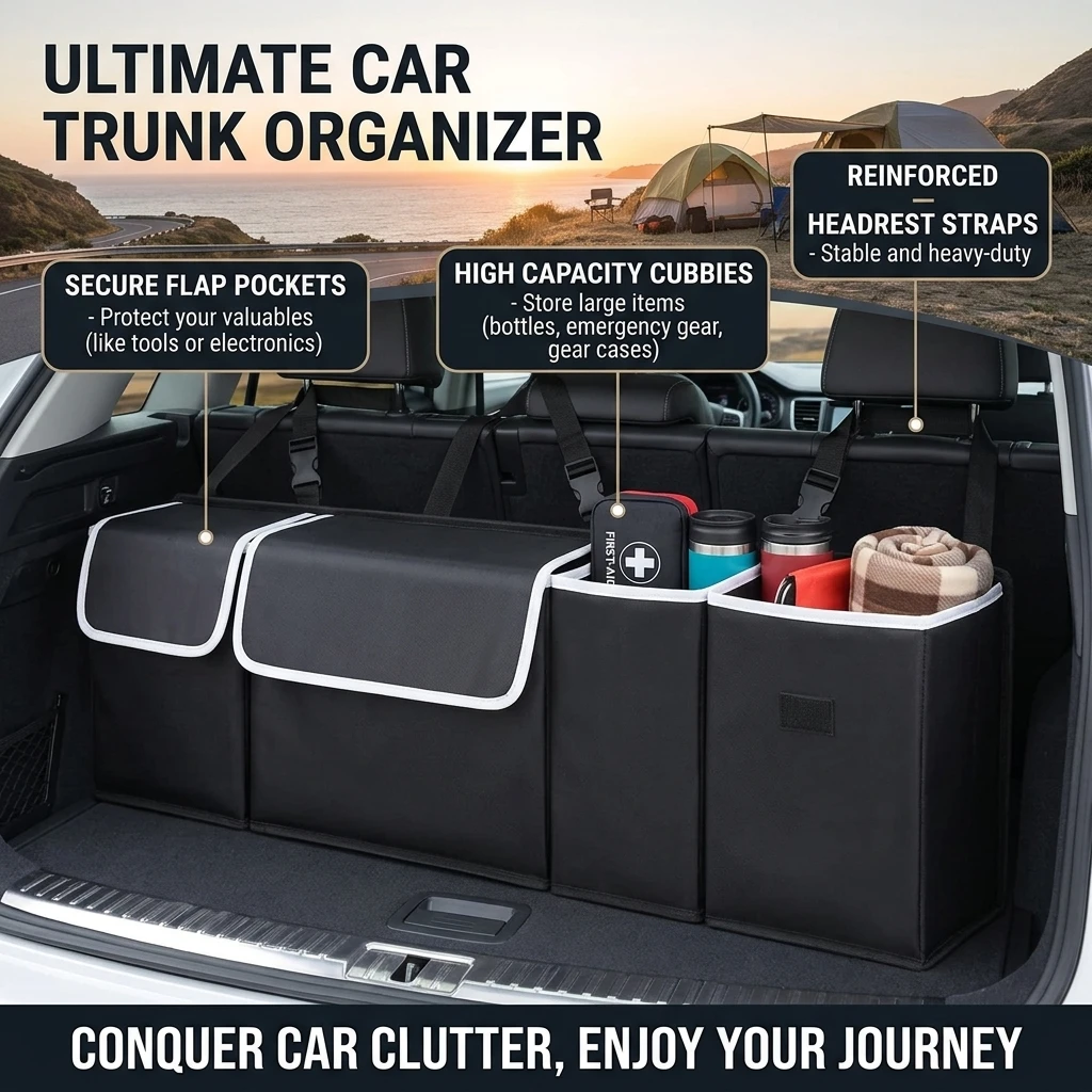 Versatile Oxford Cloth Car Trunk Storage Bag Rear Seat Back Hanging Vehicle Organizer Box for Automobile Interior