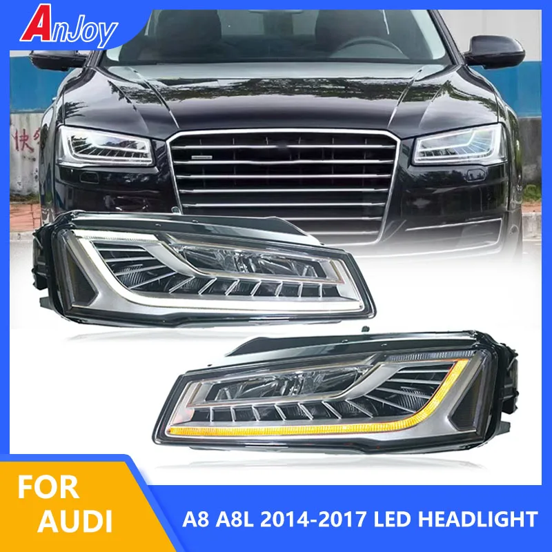 

Car Styling For Audi A8 Headlights A8L 2014-2017 Head Lamp ALL LED Yellow Turn signal+DRL Head Lamp Accessories Assembly