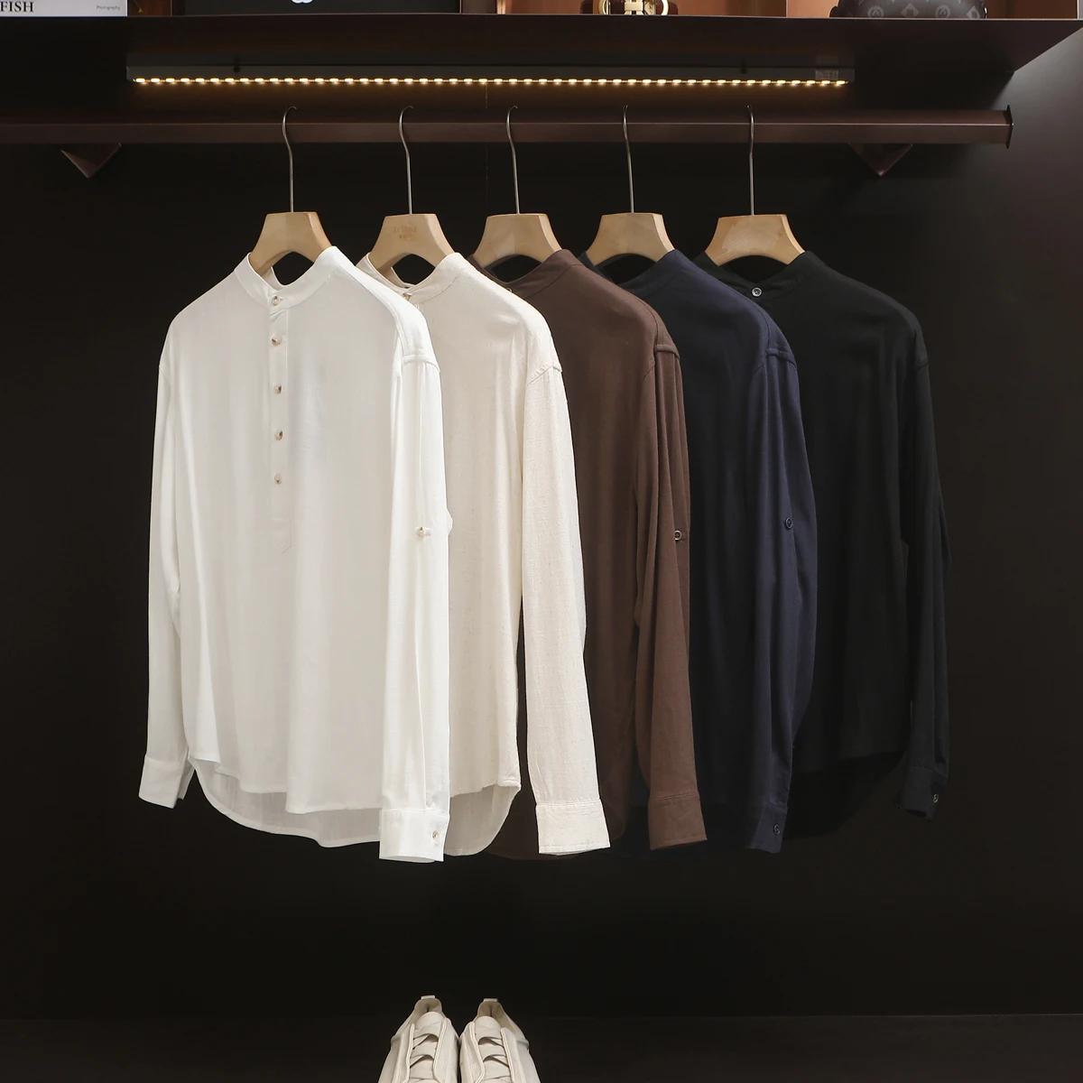 New Chinese Style Men's Long Sleeve Shirt Lightweight Comfortable Skin-friendly Linen Blend Stand Collar Casual Fashion