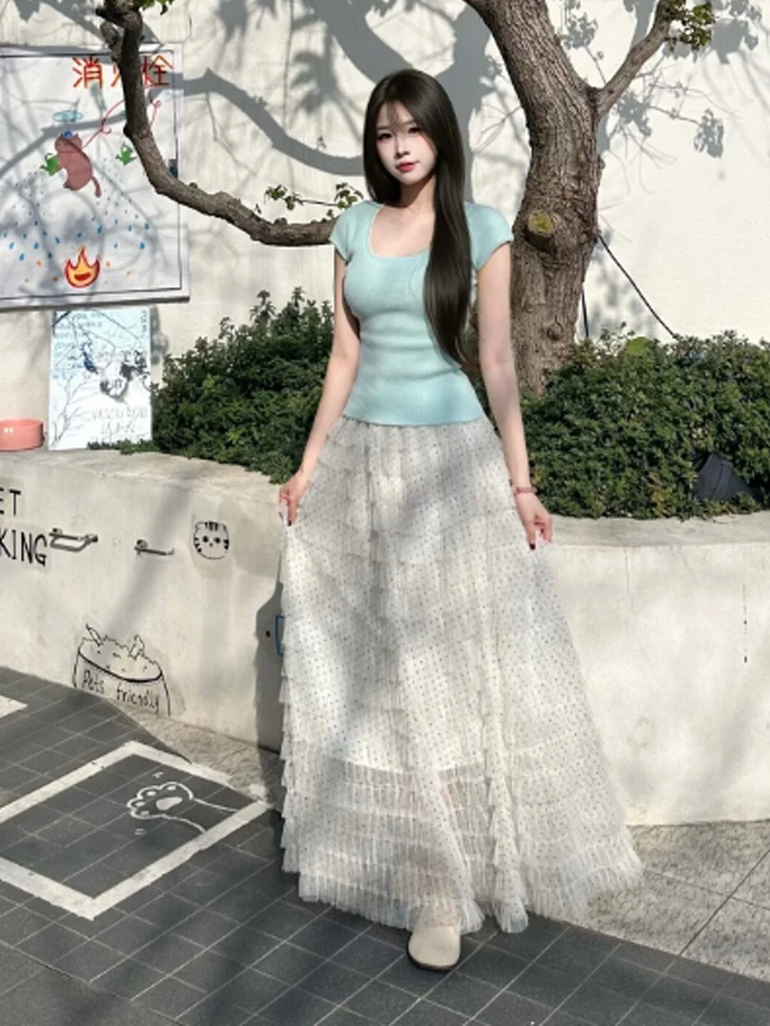 

Корейский стильный комплект: топ с короткими рукавами и юбка с высокой талией, удобный, дышащий летний наряд, комплект из двух предметов, уникальный и стильный.