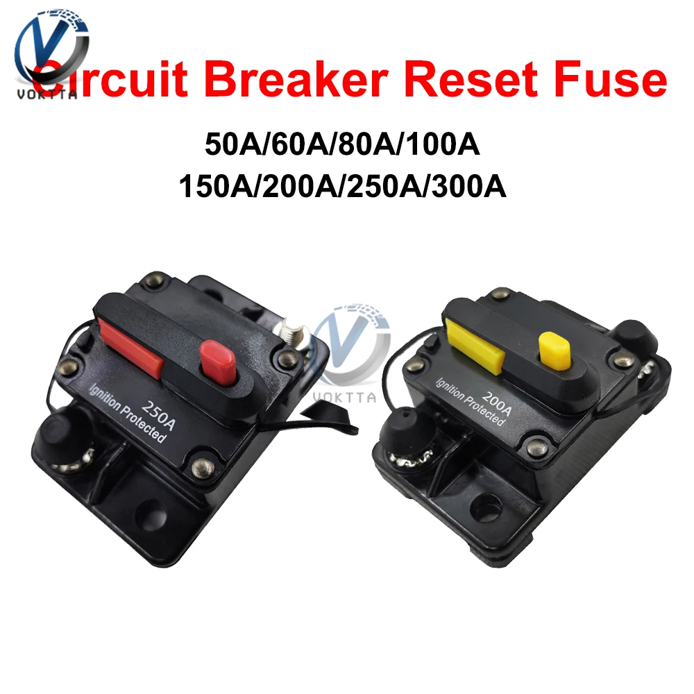 DC12-24V Circuit Breaker Reset Fuse 30-300A Switch Fuse Holder Waterproof Fuse Reset Car Protection Circuit Breaker Reset Switch