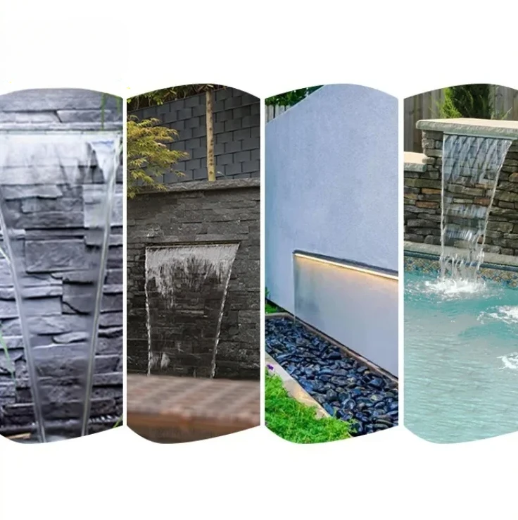 Stainless Steel Waterfall Fish Pond Water Curtain Landscaping Flowing Water Wall Landscape Courtyard Outdoor Fountain