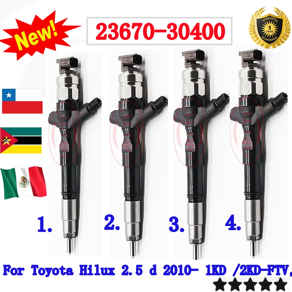 

4PCS /lot New diesel common rail injector 23670-30400 2367030400 Nozzle 23670 30400 For Toyota Hilux 2.5 d 2010- 1KD /2KD-FTV,