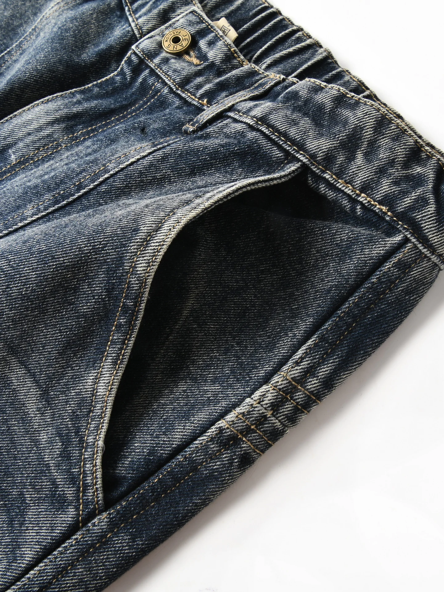 Washed Cotton Denim Men's Straight Leg Jeans Autumn Casual Fashion City Style mid Waist Button Closure Comfortable Breathable