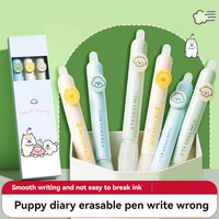 3Pcs/set Kawaii Retractable Erasable Gel Pens Clicker Fine Point 0.5 mm, Black/Blue Ink School Student Supplies Stationery