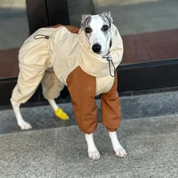 Dog Clothes in Winter Snow Weather Thicken Plush 4-legged Khaki Jacket Windproof Waterproof Warm Coat for Italy Greyhound Huibit