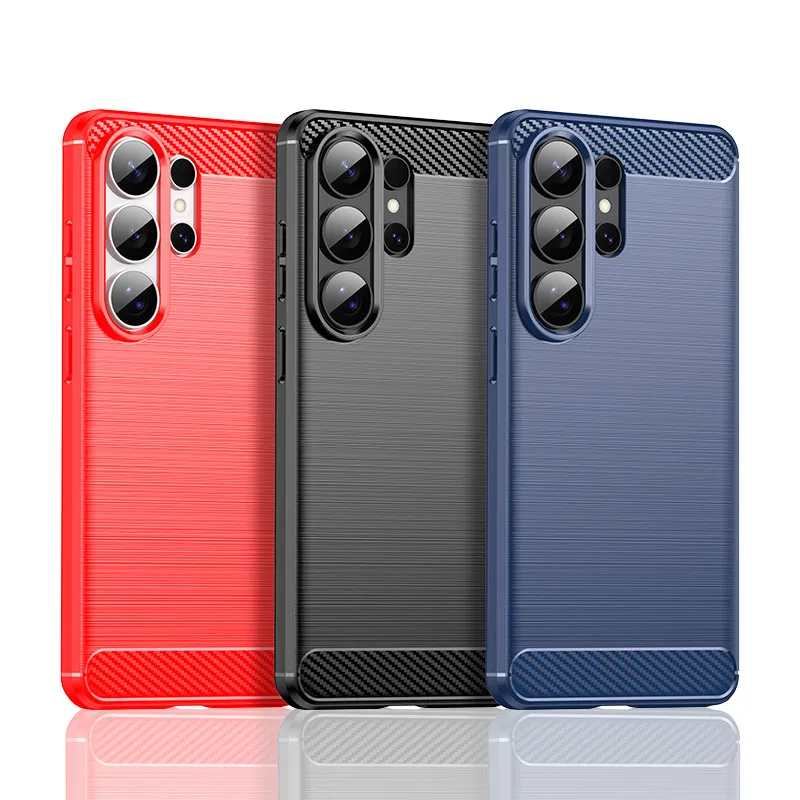 Phone Cover Case For S26 Ultra S25 Edge S26 Plus S25FE S25 Ultra New Bumper Phone Back Shockproof Carbon Fiber Soft TPU Casing