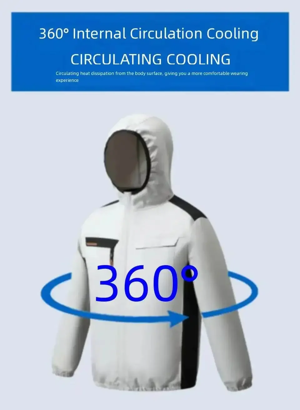 Summer Hooded Air-Conditioning Workwear with Fan Cooling, Outdoor Temperature-Reducing Breathable and Sun-Protective Clothing (E