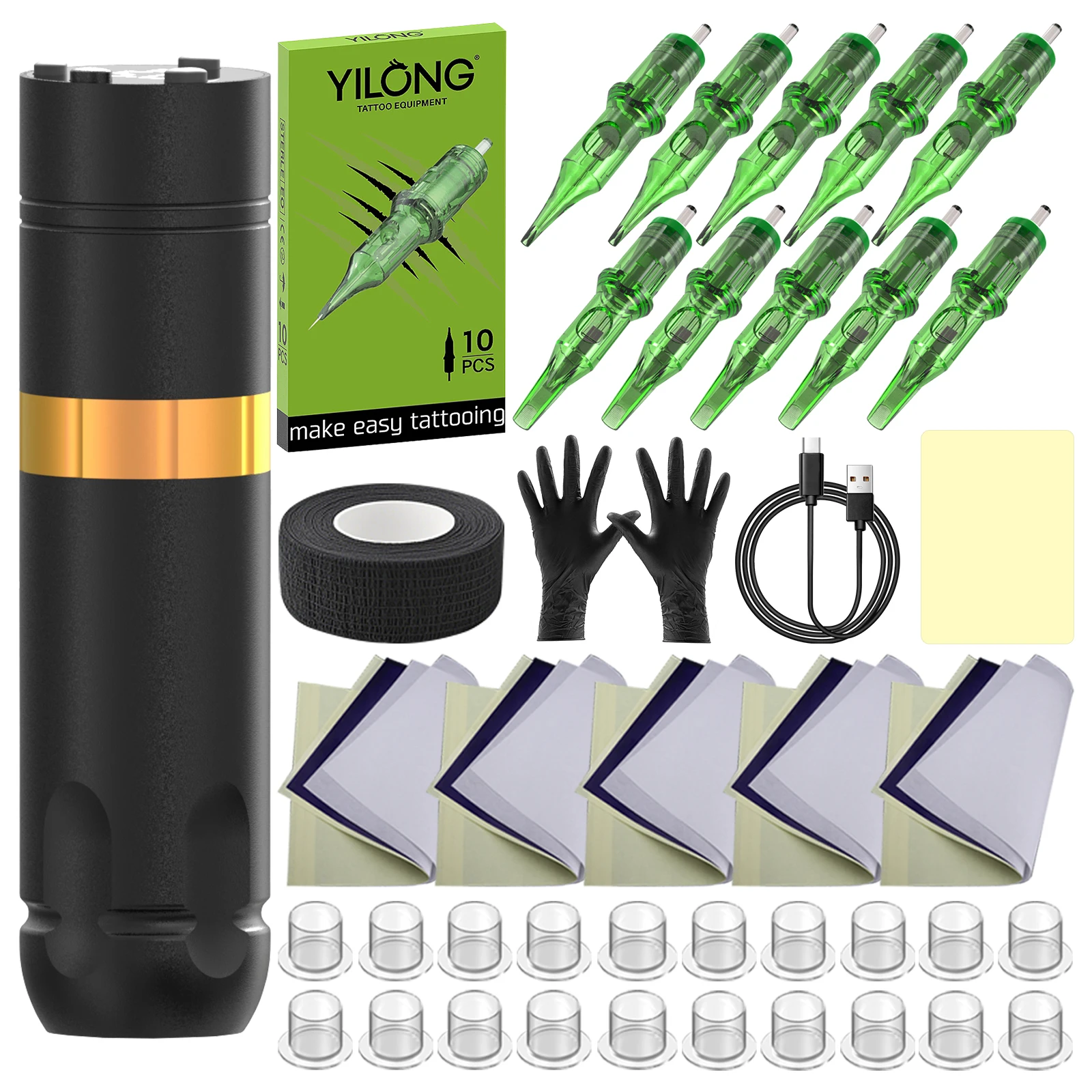 Complete Wireless Tattoo Machine Kit Rotary Tattoo Pen with Built-in Battery and LED Display for Professional Tattoo Artists