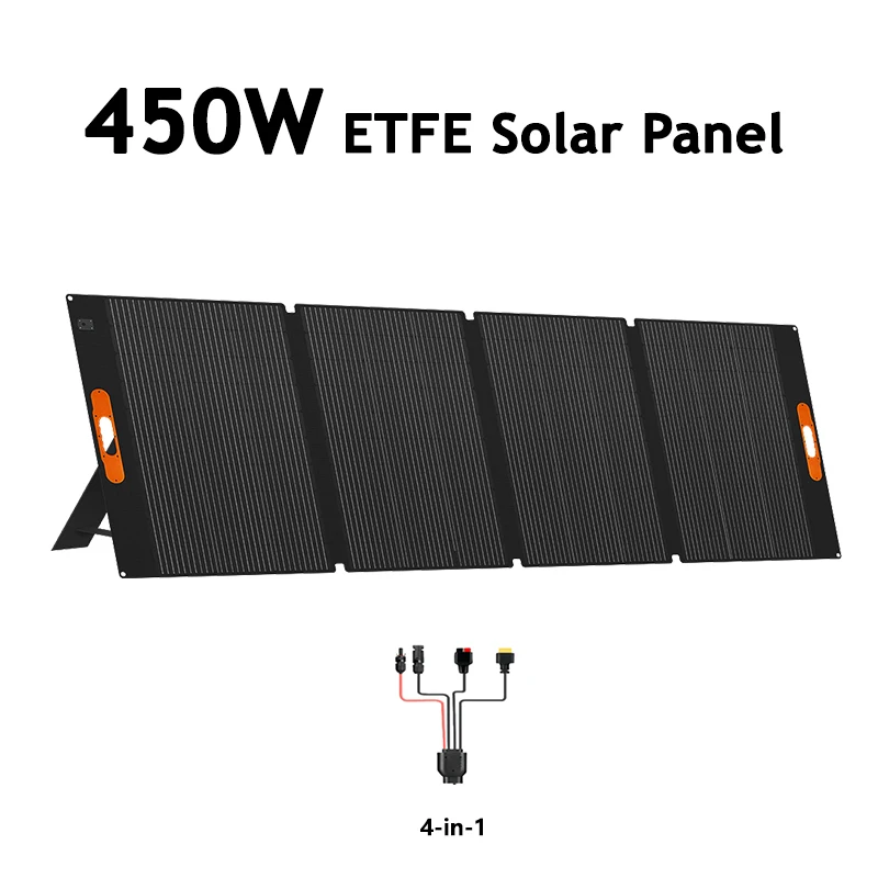 450W Faltbares Solarpanel, 4-fach faltbar, wasserdicht, 17 kg leicht, tragbares, hocheffizientes Ladegerät für Outdoor-Camping, Wohnmobile und Notfälle