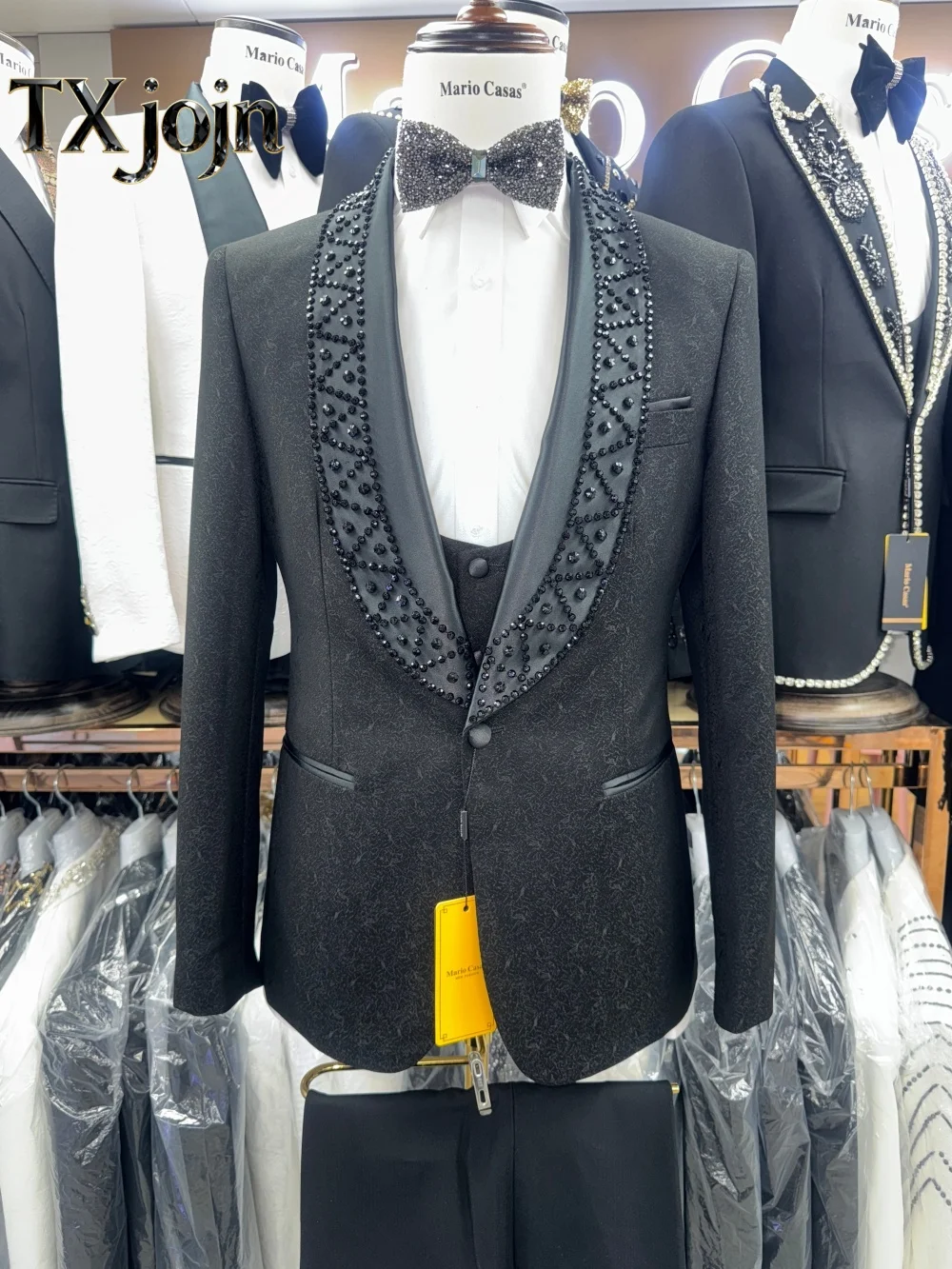 عالية الجودة مطرز تويد واحدة الصدر الرجال 2 قطعة سترة متطورة دعوى حفلة رسمية حفلة موسيقية مجموعة الزفاف لزفاف العريس #3