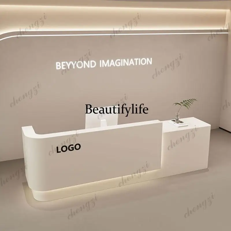 Simple Modern Desk Light Luxury Welcome Company Checkout Display Business Desk Reception Elegant Shop Scrivania Office Furniture