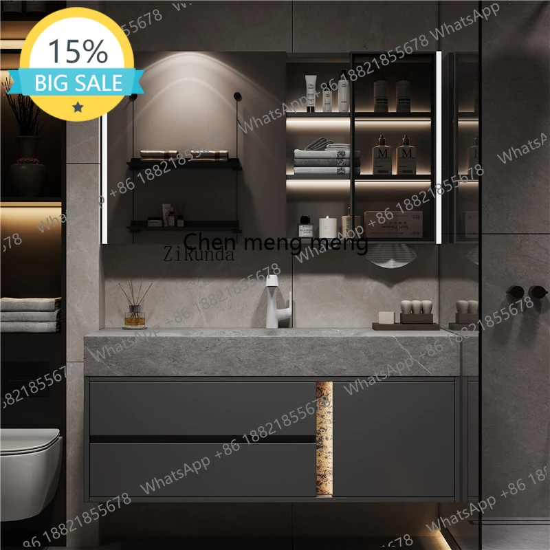 

L07 шифер из цельного дерева, горячая изогнутая раковина, шкаф для ванной комнаты, раковина для ванной комнаты, светильник, роскошный стиль, шкаф для ванной комнаты