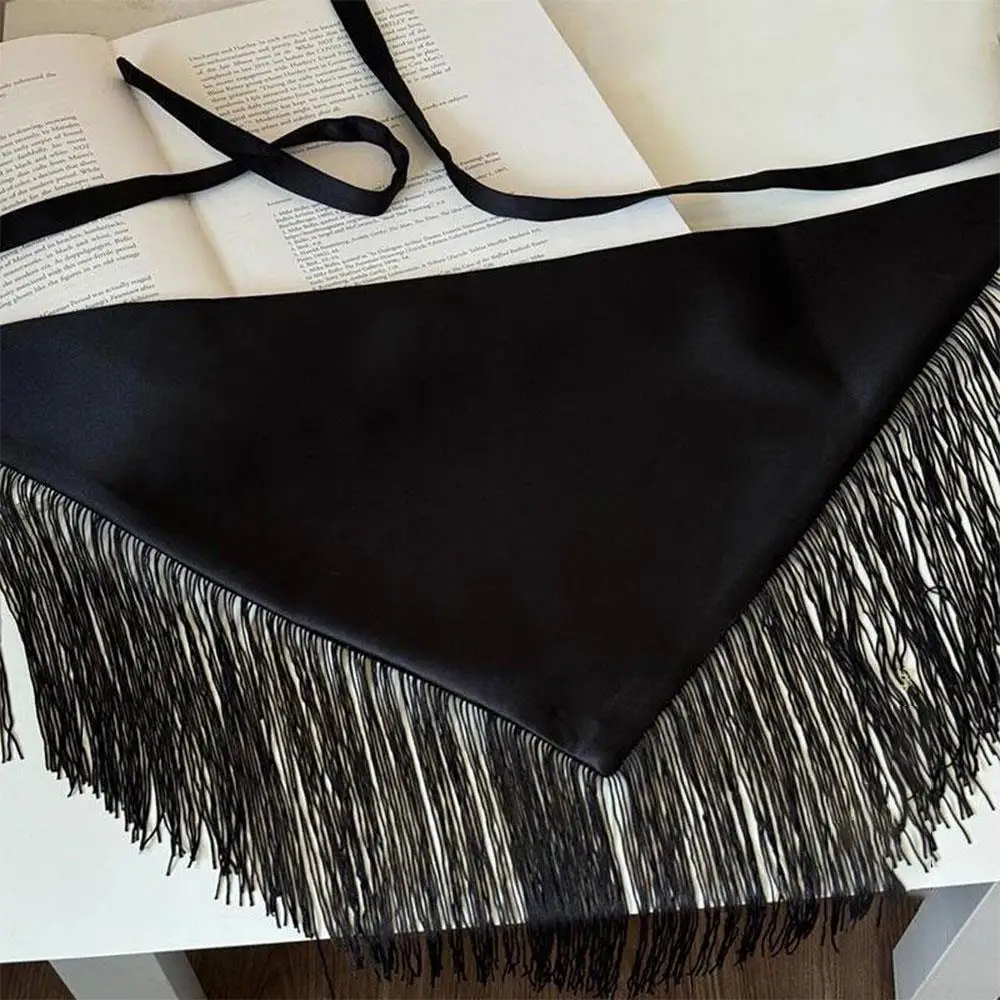 เข็มขัดผู้หญิงปี 2025 แบบมีพู่กว้าง สไตล์เรโทร ทรงสามเหลี่ยม แต่งพู่ห้อย แนวคอร์เซ็ท สไตล์สาวแซ่บ Y2K แฟชั่น เข็มขัดตกแต่ง กระโปรงผ้าม่าน