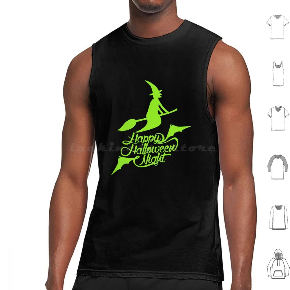 

Halloween Stickers Tank Tops Vest Sleeveless Halloween Bat Bats Pumpkin Jack O Lantern Tree Spooky Men Women Vintage Retro