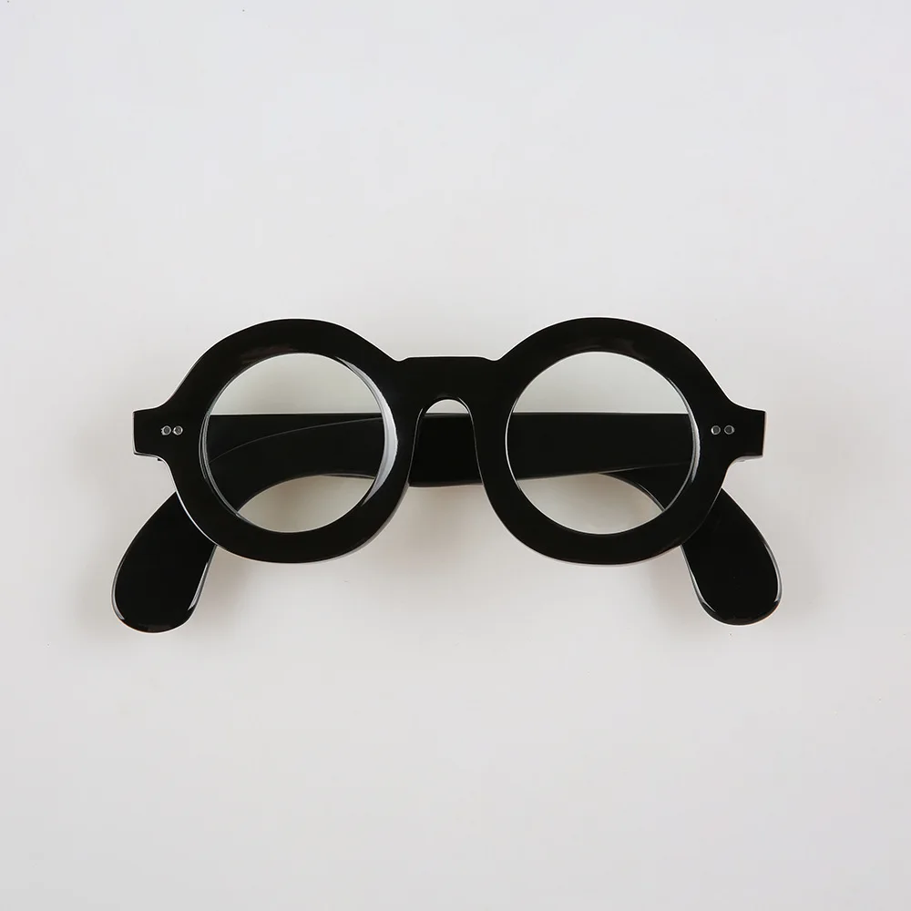 Eyeglass Frames Round Unique Vintage Rivets Handmade Buffalo Horn Prescription Eyeglasses Reading Optical Men's Glasses Frame