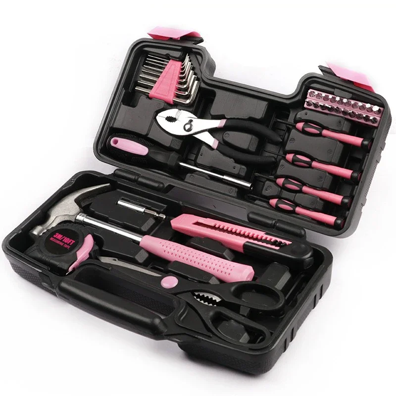 Spot 39-piece Pink Ladies Tool Kit Household Manual Screwdriver Repair Hardware Tool Set