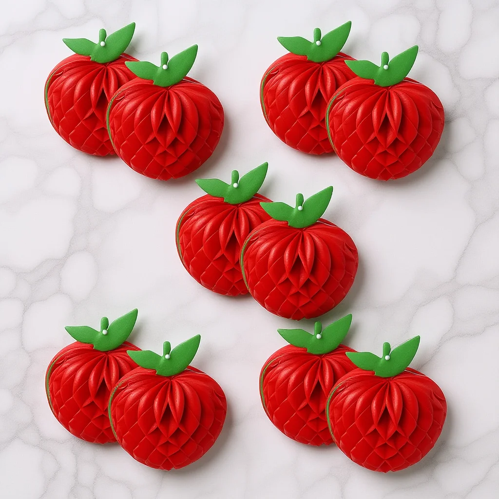 

10Pcs Apple Decorations Red Honeycomb Paper Party Supplies for Birthday Wedding Home Decor Hanging Adornment Table Centerpiece