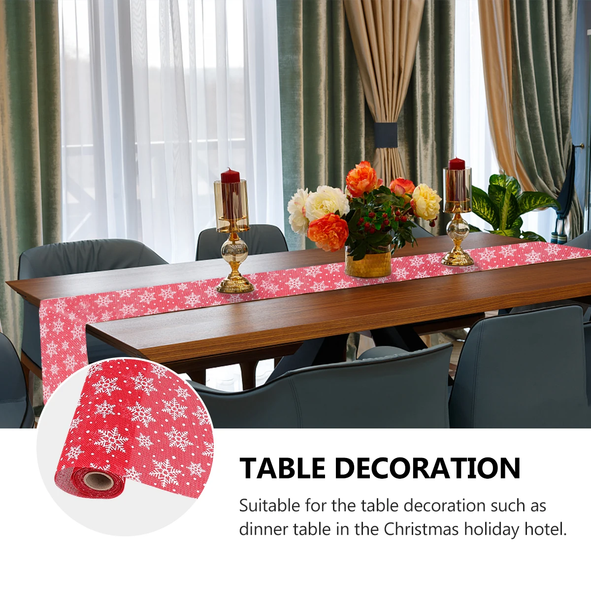 

Christmas Tablecloth Printed Creative Table Runner Snowflake Pattern Xmas Decor Festive Dining Room Decoration
