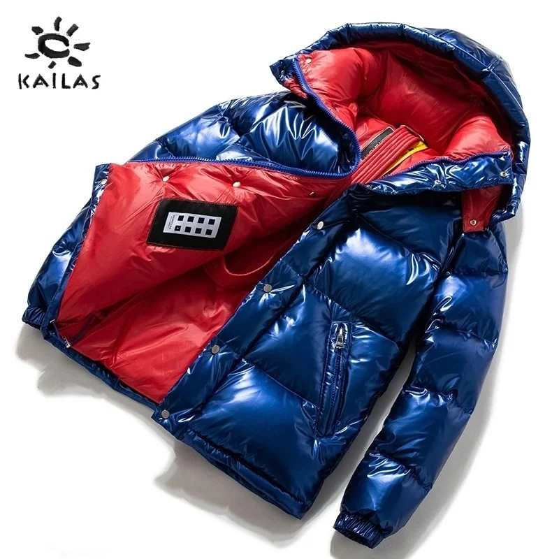 

KAlLAS new autumn and winter men's high-quality glossy hooded warm duck down down jacket, anti freezing and windproof jacket
