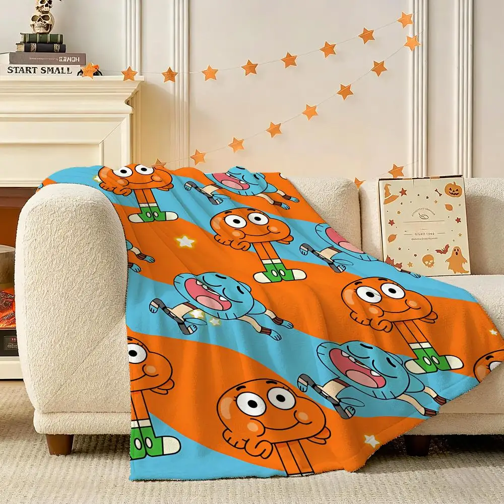 Fashion The Amazing World of Gumball Anime Throw 240g Flannel Blanket Lightweight Soft Skin-friendly Summer Thin Throw Blanket
