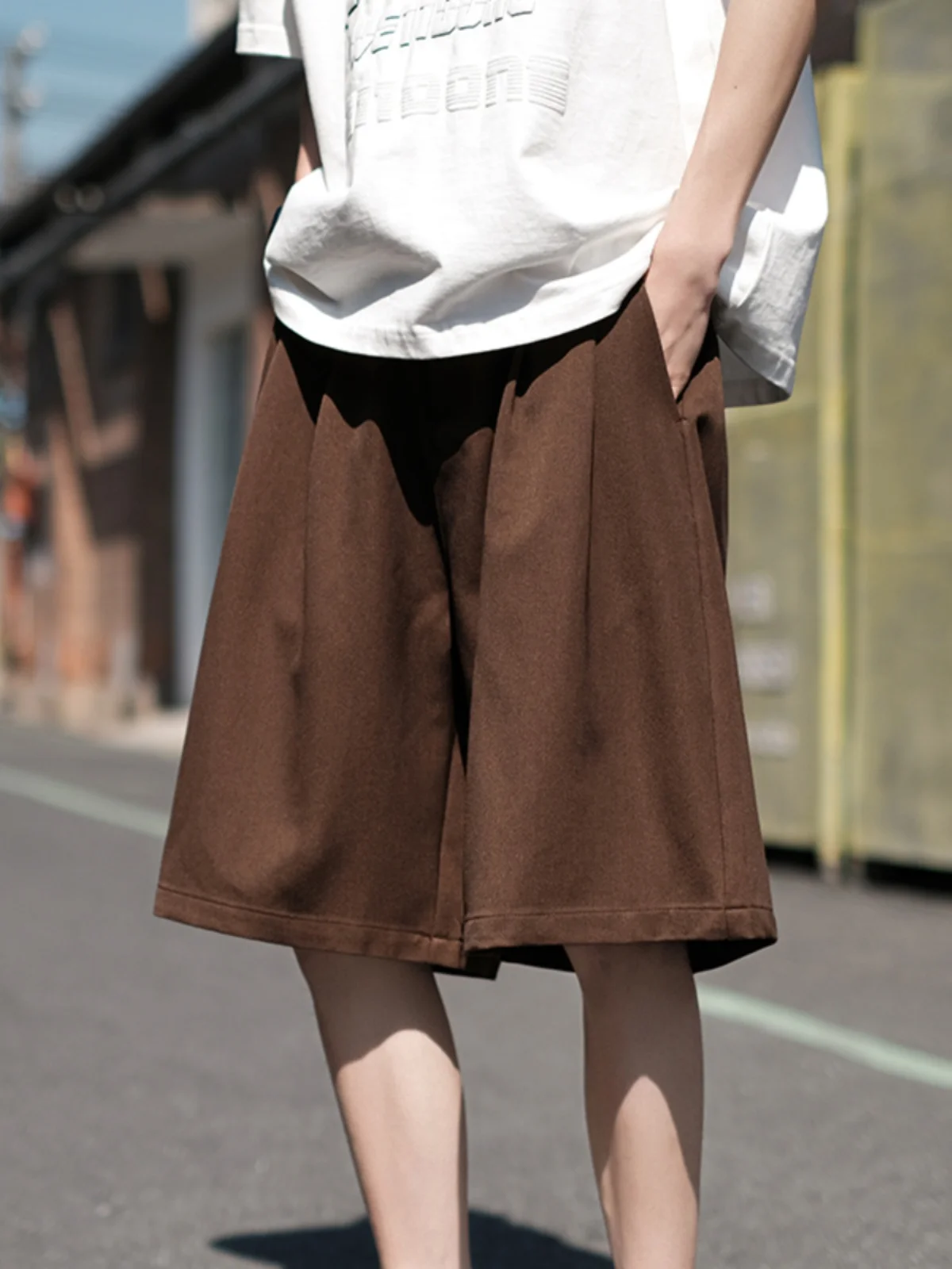 

Мужские летние тонкие широкие брюки Cé Brown Ice Silk свободного кроя средней длины, очень большие размеры, до колен, комплект из шести штук