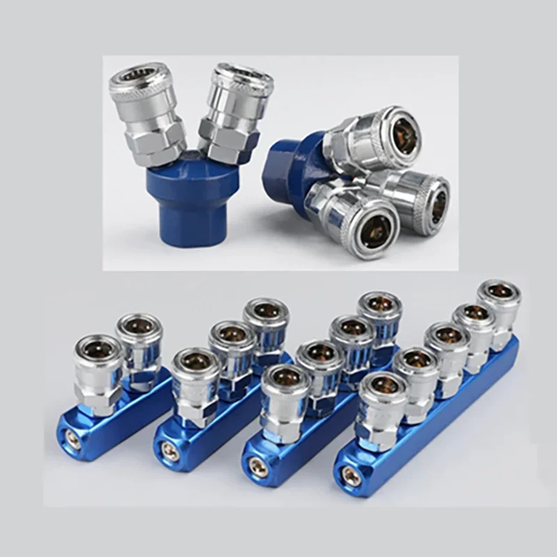 Fast Clutch Connector Type C Pneumatic Mount Gas Joiner Air Divider Manifold Block Divider for Pump Air Compressor