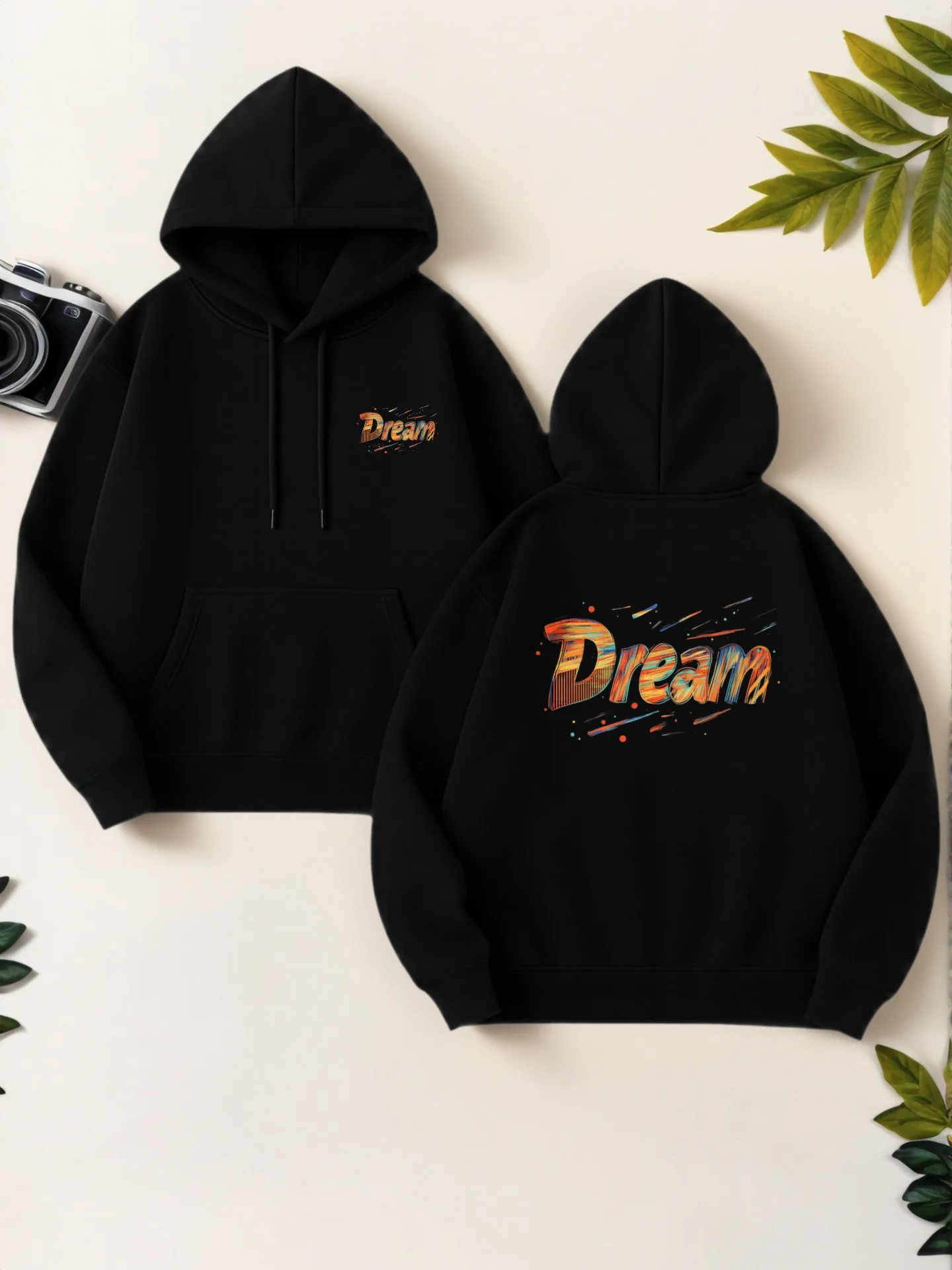 

Graphic Hoodie Women, Dream Letter Print, Casual Aesthetic Style, Soft Fabric, Casual Everyday Wear, For Young Men