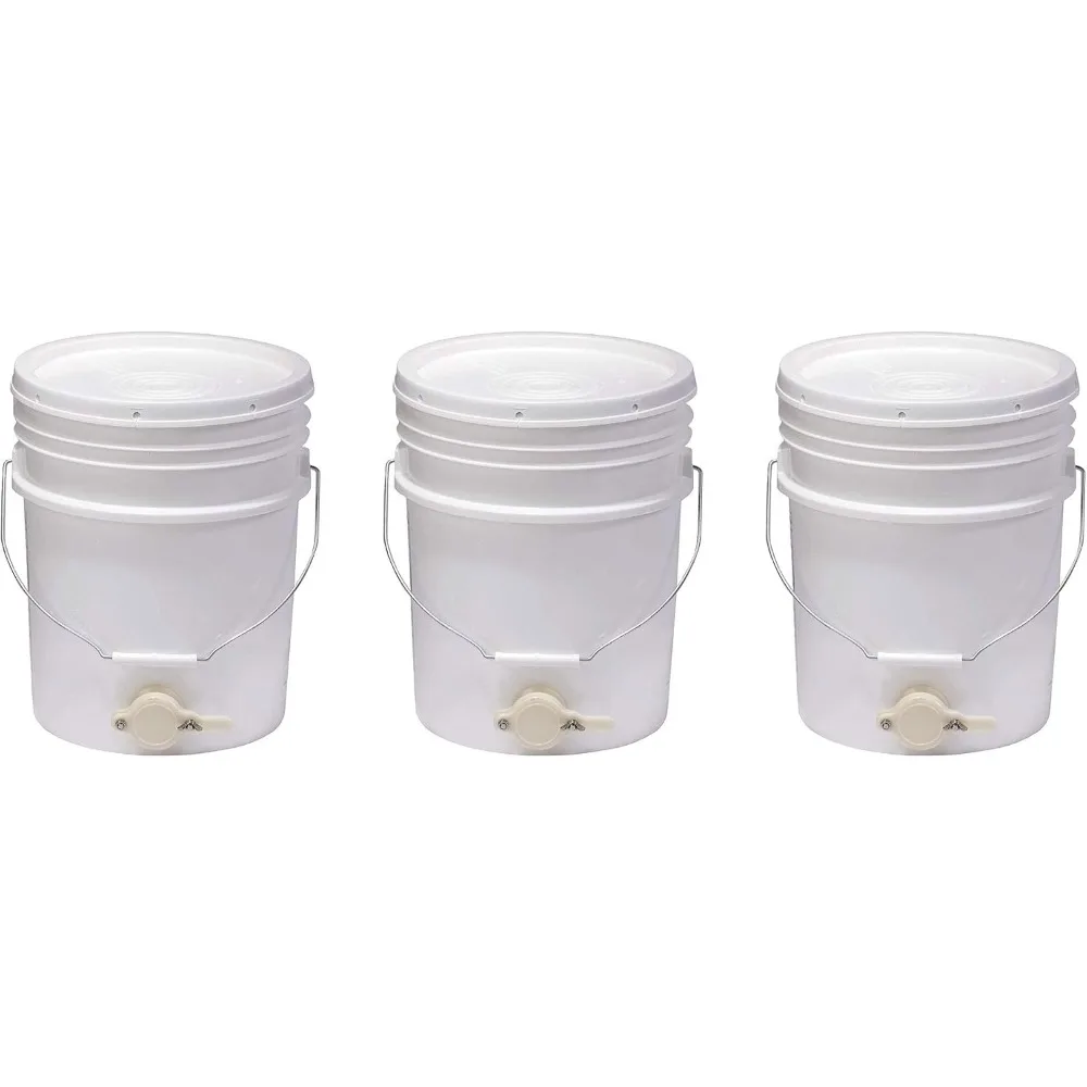 

US Shipping 5 Gallon Plastic Honey Extractor Bucket with Tight Fitting Lid and Honey Gate Tool for Beekeeping Harvesting