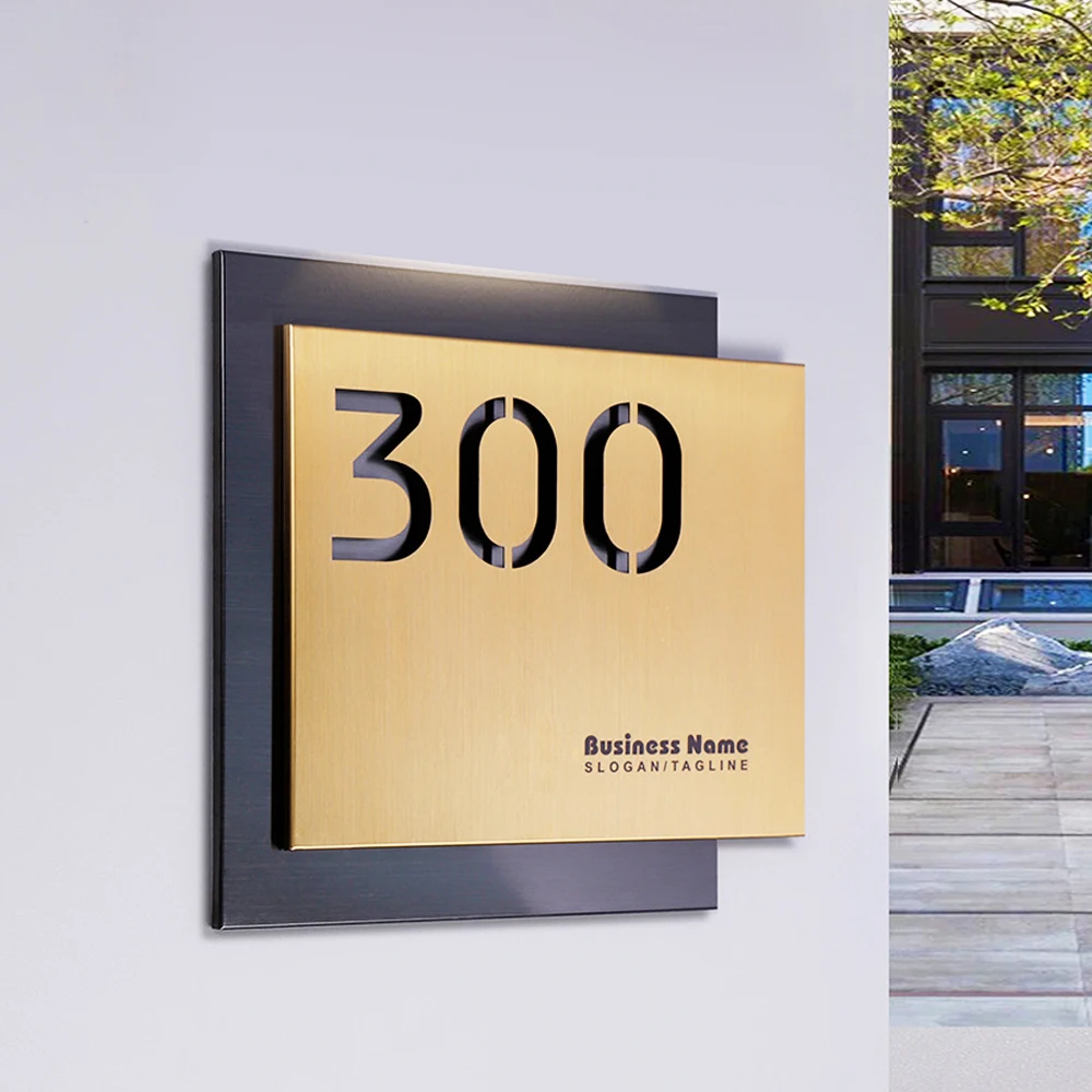 Custom Stainless Steel House Number Sign Personalized Address Plaque Modern Metal Door Plate Villa Home Entrance Decoration