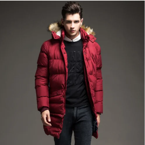 

Nice Winter Thick Warm Cotton Male Jacket Men Parka Hooded Casual Wadded Outerwear Fashion Faux Fur Hood Padded Quilted Coat