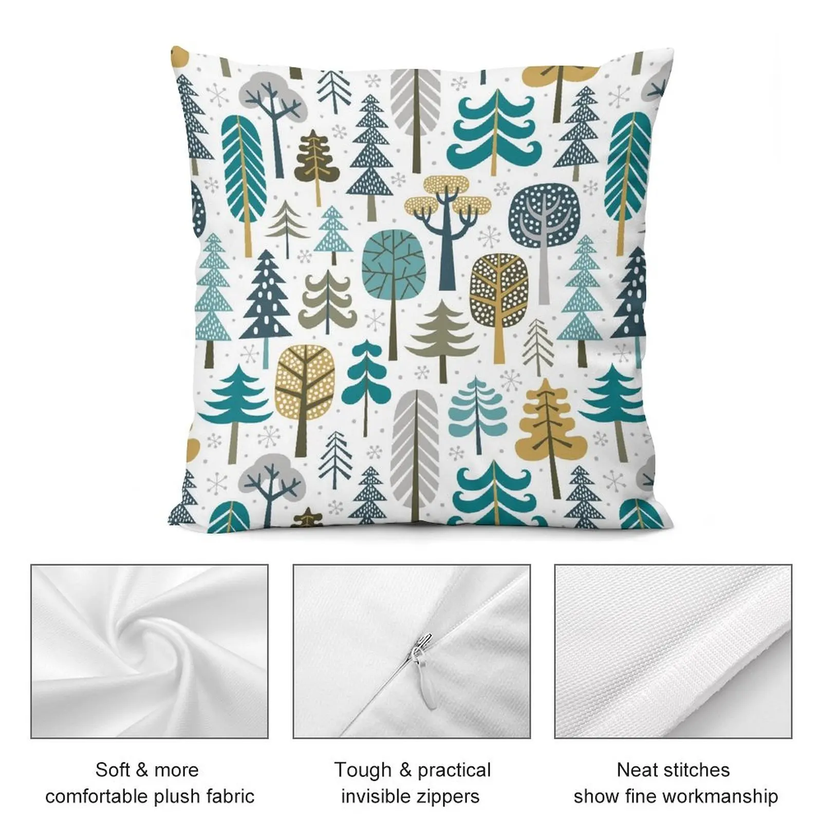 Snowy Woods / White Throw Pillow Pillowcases Bed Cushions Sofas Covers Decorative Cushion Cover Christmas Pillow pillow