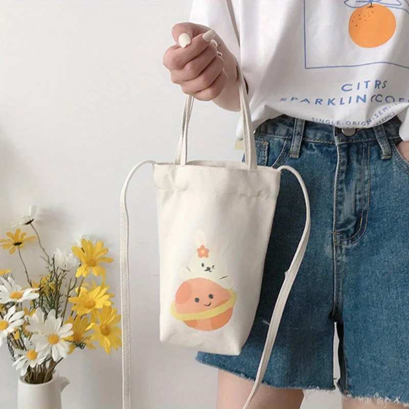 Adorable Cartoon Mini Bucket Bag - Water Bottle Holder Purse - Trendy Casual Chic Crossbody Bag for Women On-The-Go