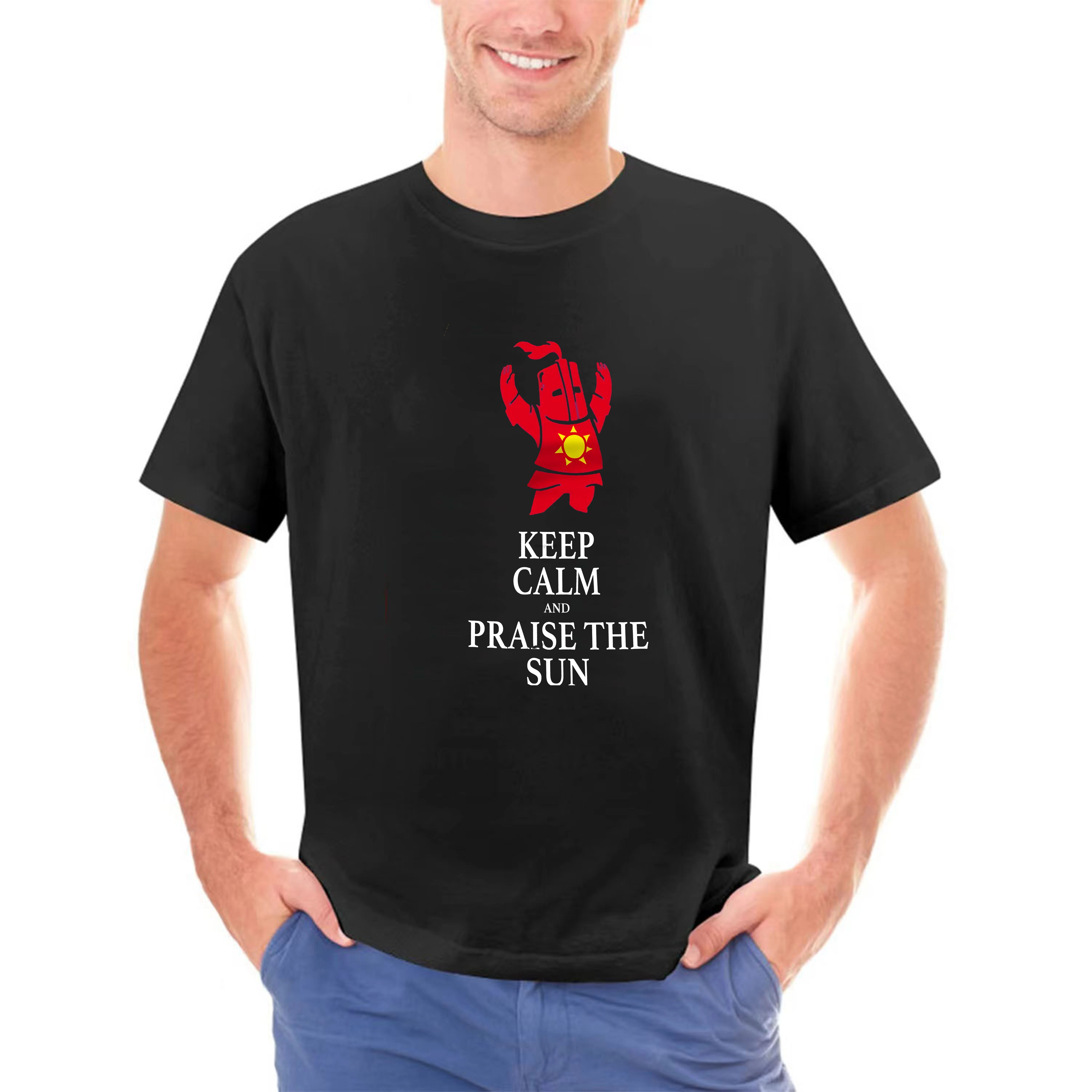 Keep Calm Praise the Sun Herren Men's T-Shirt Dark Sunbro Solaire Souls Sonnen Ritter women