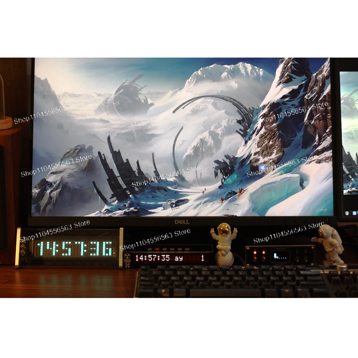 Retro nostalgic VFD screen, clock plus music spectrum meter Bluetooth 5.0 receiver 2-way audio switcher