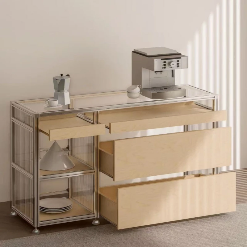Birch marine board sideboard, light luxury style aluminum profile storage cabinet, living room and bedroom