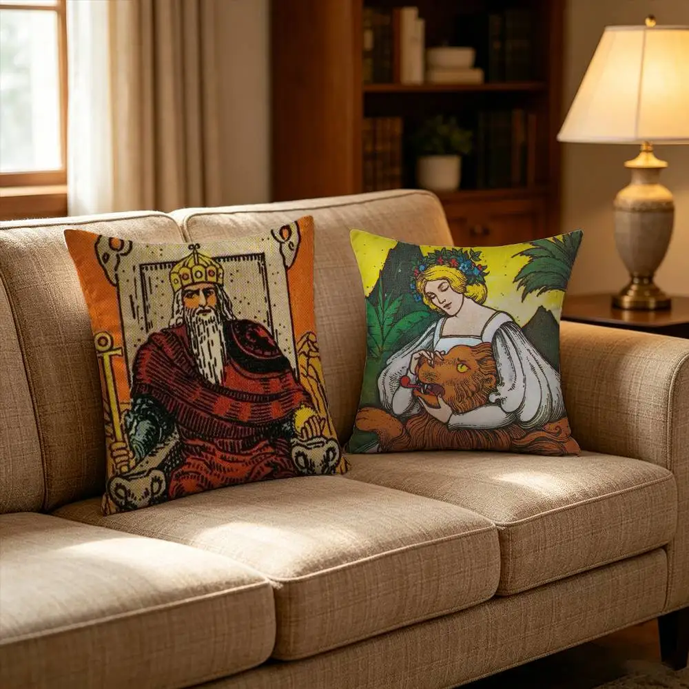 

Magician Tarot Sun Empress Priestess Pillow Case Pattern Printed Pillowcase For Living Room Sofa Cushion Cover