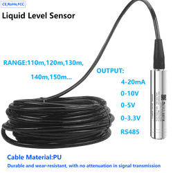 Nadajnik poziomu cieczy hydrostatyczna w zakresie 150M 4-20mA 0-10V 0-3.3V RS485 poziom ciśnienia wyjściowego wody sonda czujnika 120M 130M