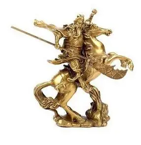 Art Bronze home decoration Folk Culture Brass Chinese Ancient Hero Guan Gong Guan Yu ride on horse * bronze statue